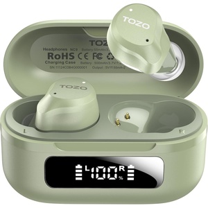 image:imageTOZO NC9 Hybrid Active Noise Cancelling Wireless Earbuds 60H LED DisplaySage Green