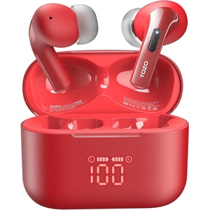 image:imageTOZO T20 Wireless Earbuds 97H Playtime Wireless Charging LED Display CaseRed